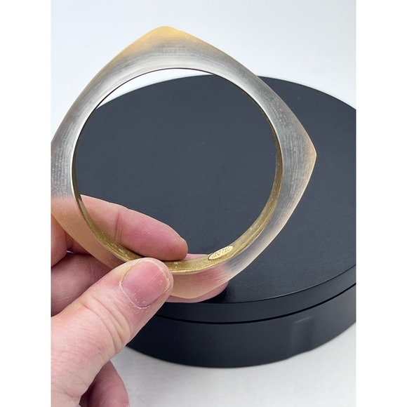 Alexis Bittar Designer Luminous Soft Square Champagne/Gold Bangle Bracelet - Picture 12 of 12